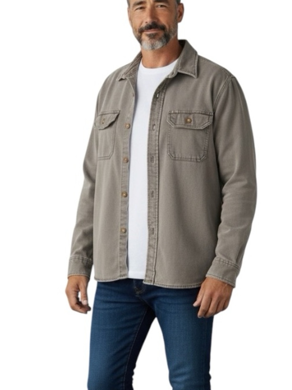 Faherty Men's Sunwashed Canvas Shirt Jacket Size Large